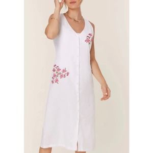 ANDIE SWIM x FANM MON THE ANAMUR Linen Button Up Dress in White Size XS-NEW